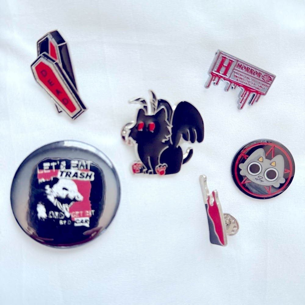 Gothic Enamel Pin Set - Black and Red
